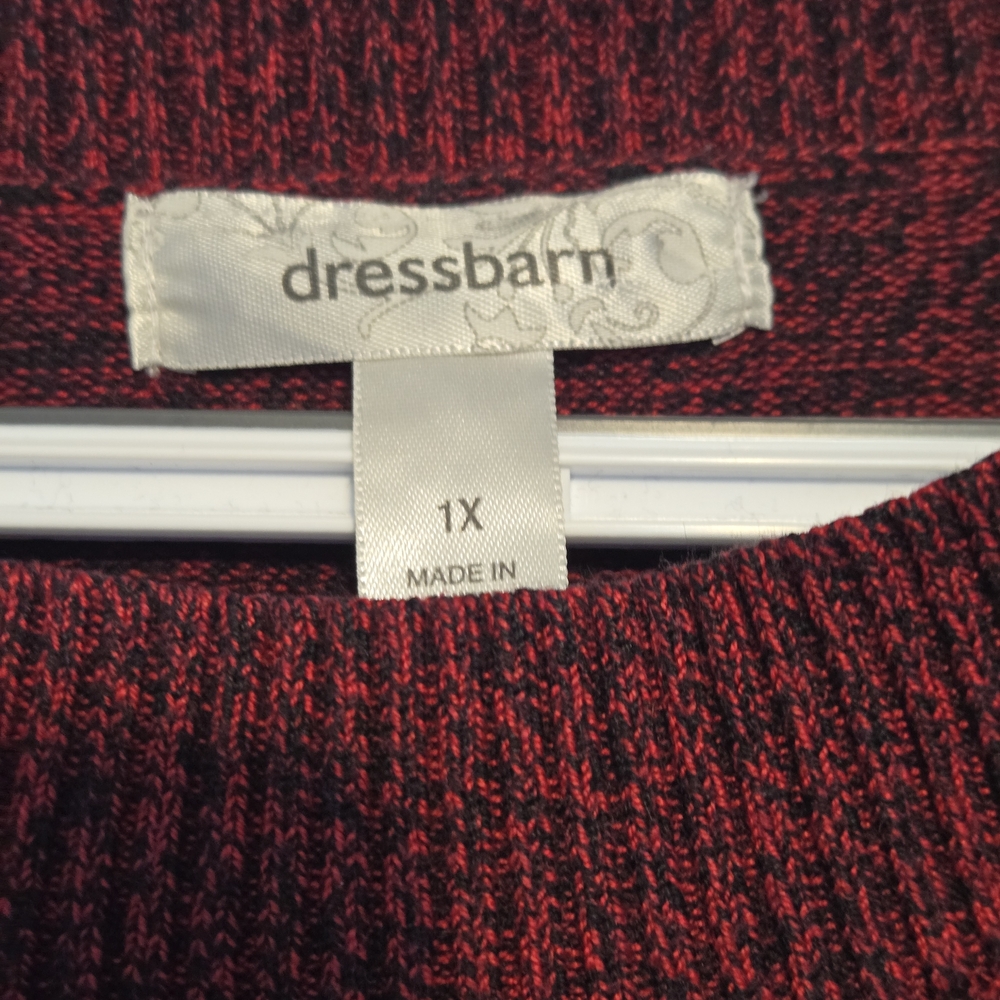 Dressbarn Burgundy Knit Women's Sweater with Button Accent Shoulders- Size 1X‎ - Picture 2 of 7